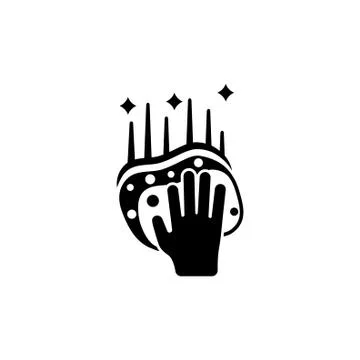 Hand Holding Sponge, Scrubbing Surface Flat Vector Icon Stock Illustration