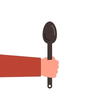 Hand holding a spoon, vector illustration isolated on white background 스톡 일러스트
