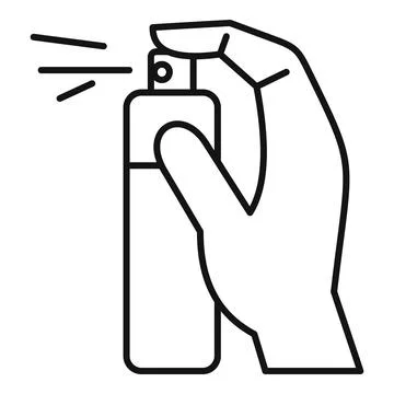Hand holding spray bottle pushing button and spraying Stock Illustration
