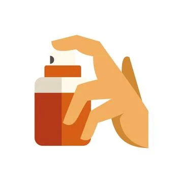 Hand holding spray bottle pushing pump button Stockillustratie