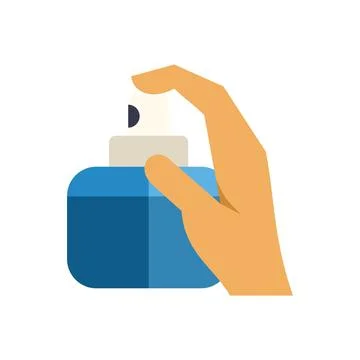 Hand holding spray bottle spraying fragrance application Stock Illustration