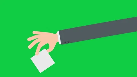 Hand holding a square object, symbolizing offering on green screen. Stock Footage 299045930