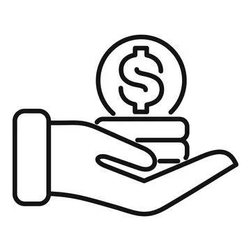Hand holding stack of coins with dollar sign on top icon Stockillustratie