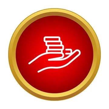 Hand holding stack of coins icon donating money Stock Illustration