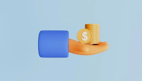 Hand holding stack of coins, Online Payment and Cashback, Money saving concept Stock Illustration