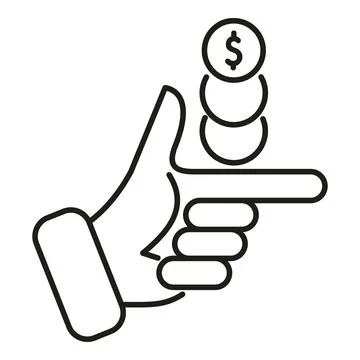 Hand holding stack of dollar coins, pointing gesture Stock Illustration