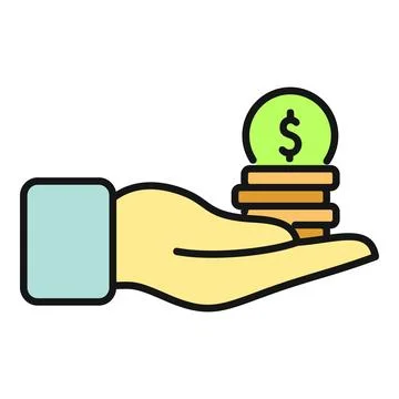 Hand holding stack of dollar coins saving money Stock Illustration