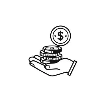 Hand Holding Stack of Dollar Coins Icon for Financial Savings and Investm Stock Illustration