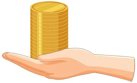 Hand Holding Stack of Gold Coins Stockillustratie