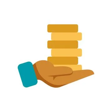Hand holding stack of gold coins earning money Stock Illustration