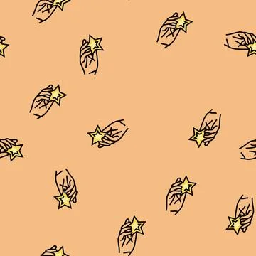 Hand holding star vector seamless pattern 스톡 일러스트