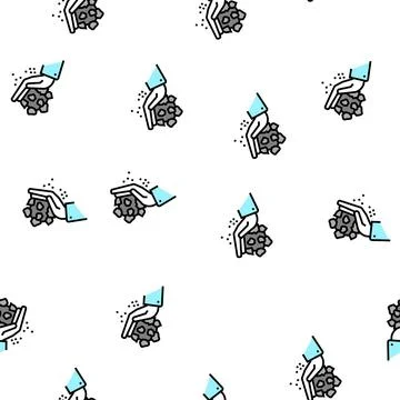 Hand holding stone vector seamless pattern Stock Illustration