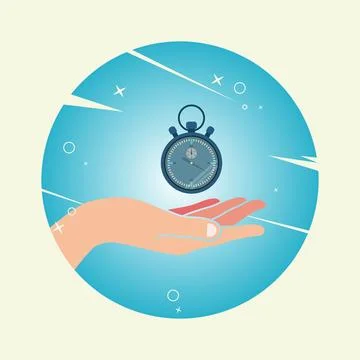Hand holding stopwatch design vector illustration Stock Illustration