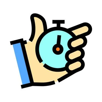 Hand holding stopwatch measuring time management concept Stock Illustration