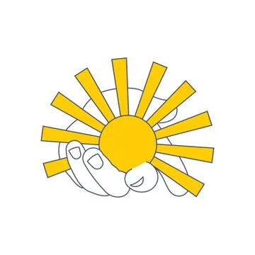 Hand holding sun vector illustration isolated on white background. Stock Illustration