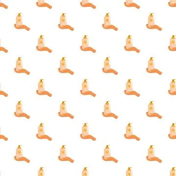 Hand holding sunscreen bottle with sun icon pattern 库存插图