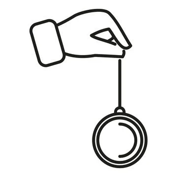 Hand holding swinging pendulum performing hypnosis therapy Illustrazione stock