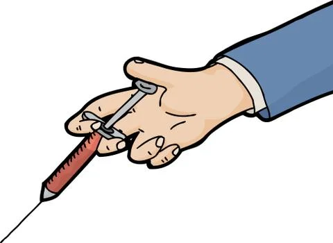 Hand Holding Syringe Stock Illustration