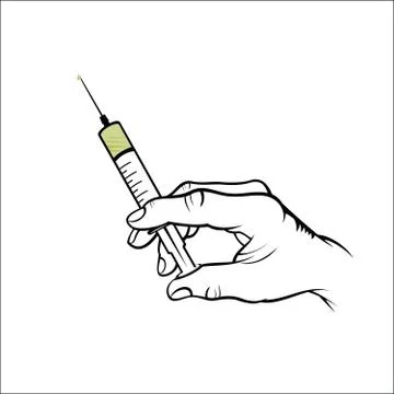 Hand holding syringe Stock Illustration