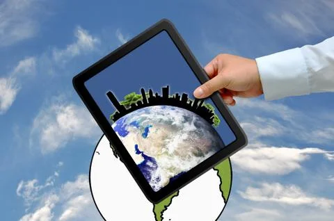 Hand holding table Foto stock