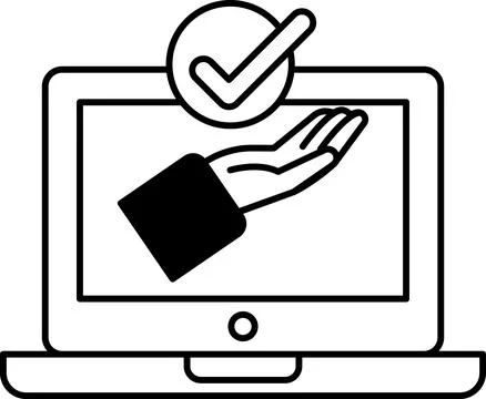 A hand is holding a tablet with a check mark on it Stock Illustration