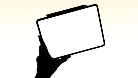 Hand holding tablet device mockup with blank screen for app or website Stock Illustration