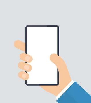 Hand holding tablet flat vector illustration Stock Illustration