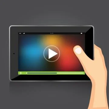 Hand holding tablet. Stock Illustration