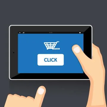 Hand holding tablet Stock Illustration