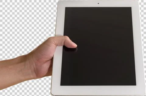 Hand holding tablet isolate Stock Photos