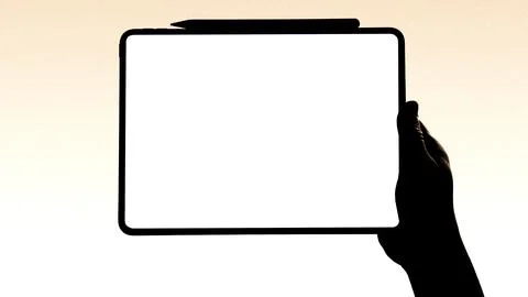 Hand holding tablet mockup blank screen for app presentation and advertising Stock Illustration