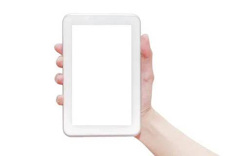 Hand holding tablet pc Stock Photos