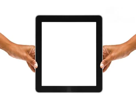 Hand holding a tablet Stock Photos