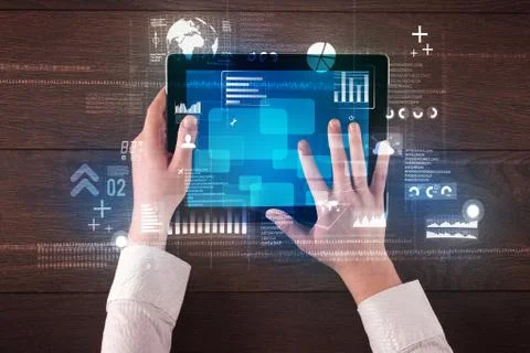 Hand holding tablet 库存照片