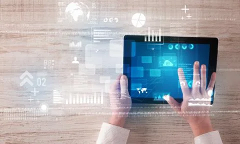 Hand holding tablet 库存照片
