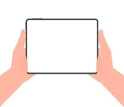 Hand holding a tablet. Using digital tablet pc. Empty screen Illustrazione stock