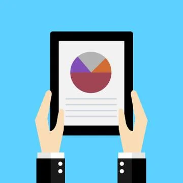 Hand holding tablet. Vector illustration. Stock Illustration
