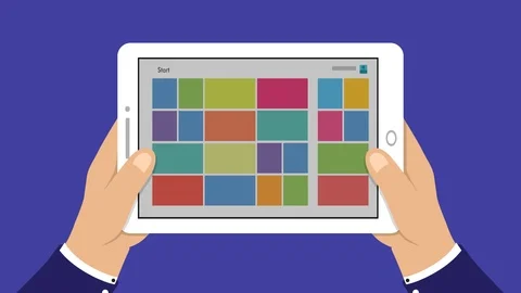 Hand holding tablet. white update loading progress or transfer download bar o Stock Footage 114649178