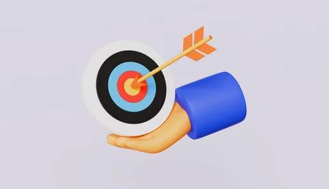 Hand holding Target with arrow in hit center, Marketing time Stock Illustration