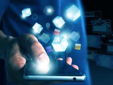 Hand holding technology Foto stock