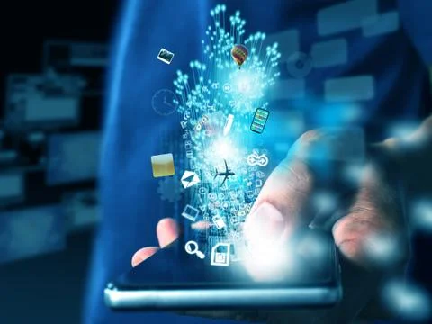 Hand holding technology Foto stock