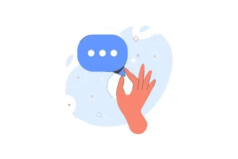 Hand holding text bubble with points vector illustration. Speech bubble cloud. Stock Illustration