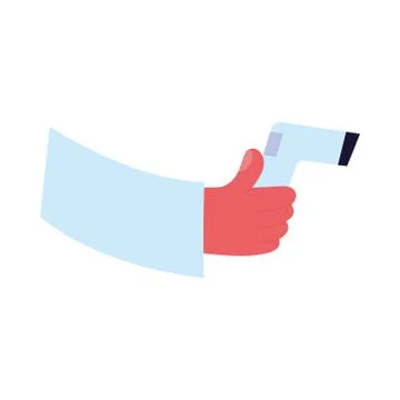Hand holding thermometer gun checking temperature vector design Stock Illustration