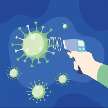 Hand holding thermometer gun vector design Stock Illustration