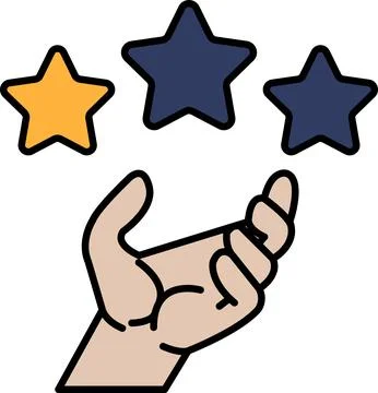 A hand holding three stars in the air Stock Illustration