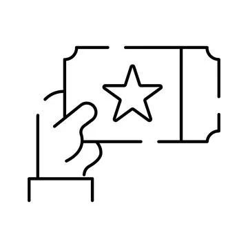 Hand holding ticket with star icon for event Ilustración de archivo