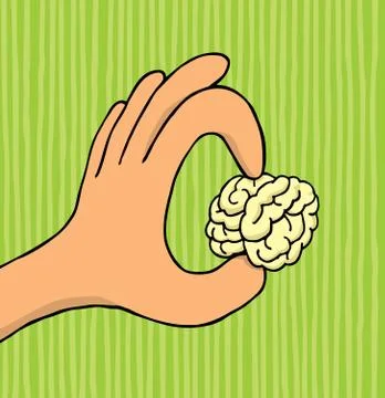 Hand holding tiny brain Illustrazione stock