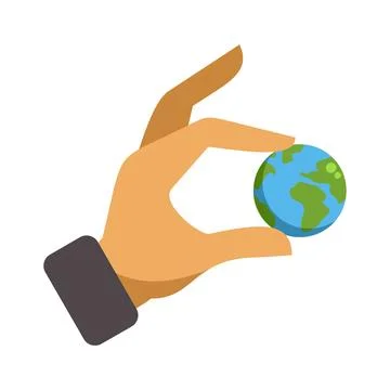 Hand holding tiny earth globe representing global control イラスト素材