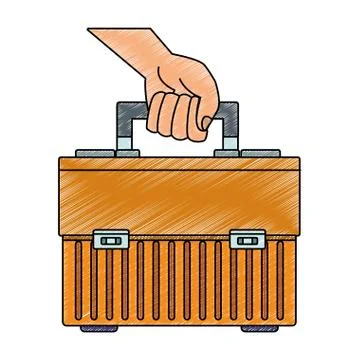 Hand holding toolbox scribble Ilustración de archivo