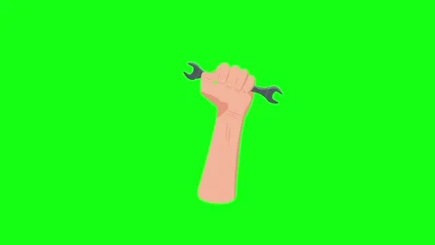 Hand holding tools animated hand holding tools labor day hammer, spatula, w.. Stock Footage 311457843